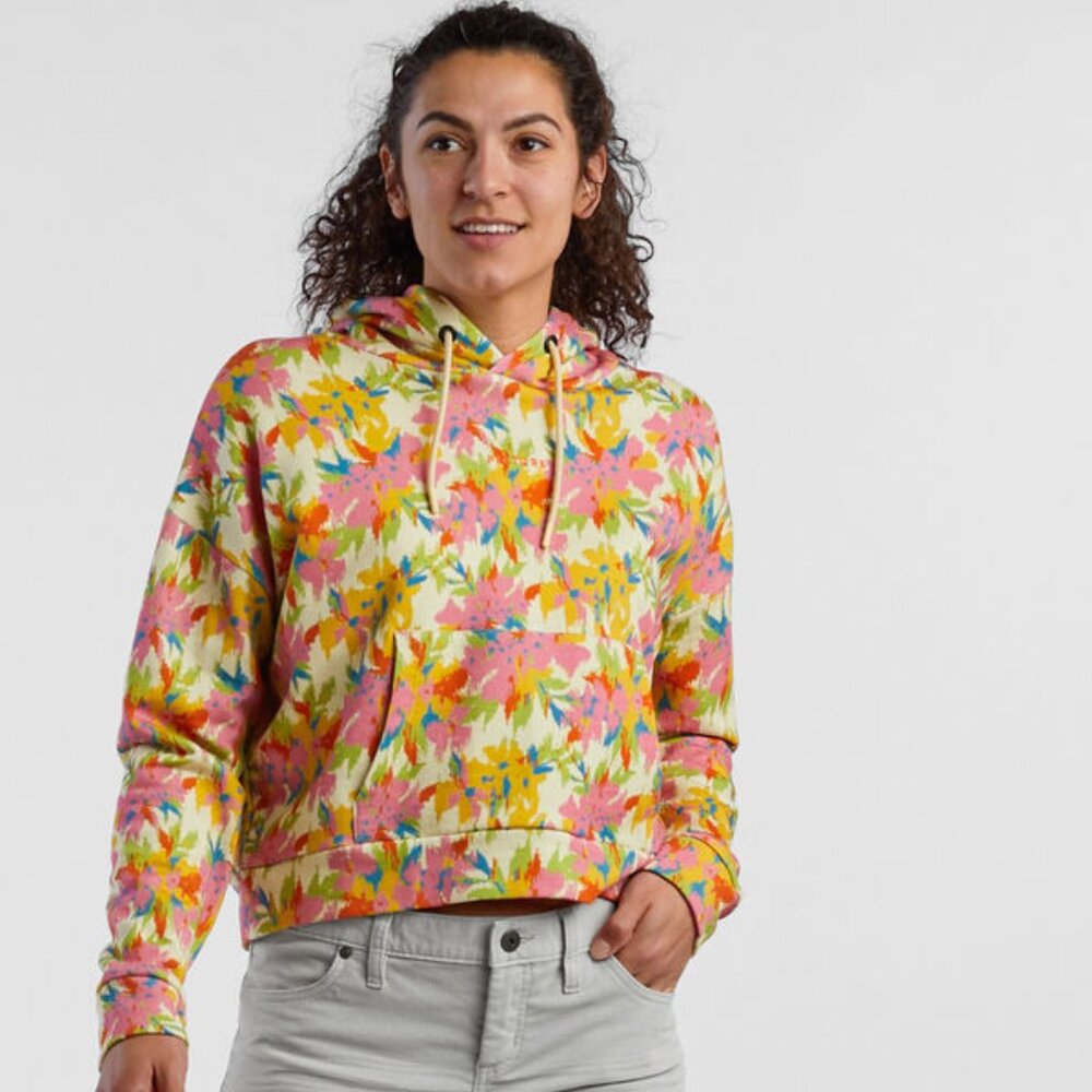Picture Floral Cropped Hoodie